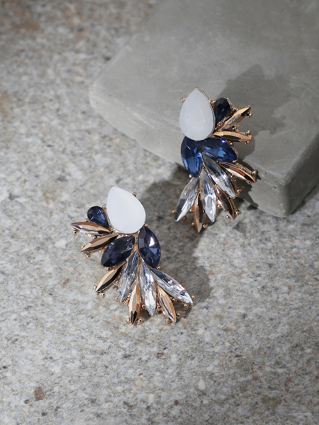 GOLD PLATED PARTY DESIGNER STONE DROP EARRING FOR WOMEN