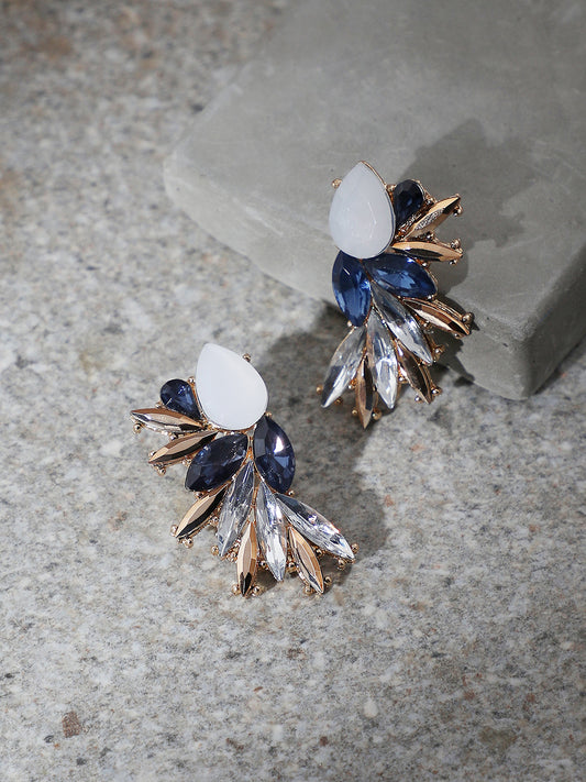 GOLD PLATED PARTY DESIGNER STONE DROP EARRING FOR WOMEN