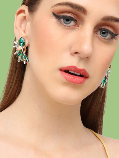 GOLD PLATED PARTY DESIGNER STONE DROP EARRING FOR WOMEN