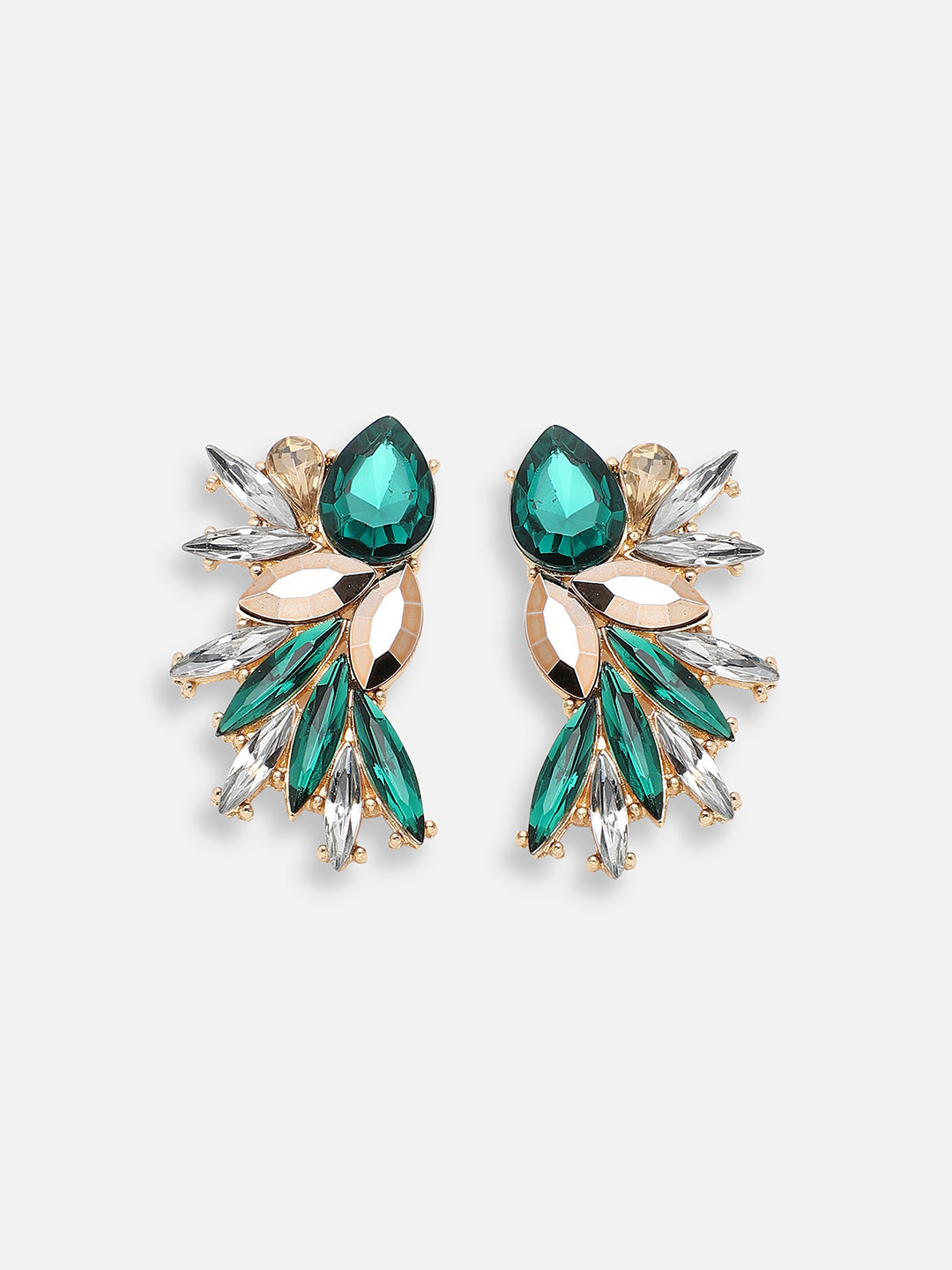 GOLD PLATED PARTY DESIGNER STONE DROP EARRING FOR WOMEN