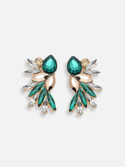 GOLD PLATED PARTY DESIGNER STONE DROP EARRING FOR WOMEN
