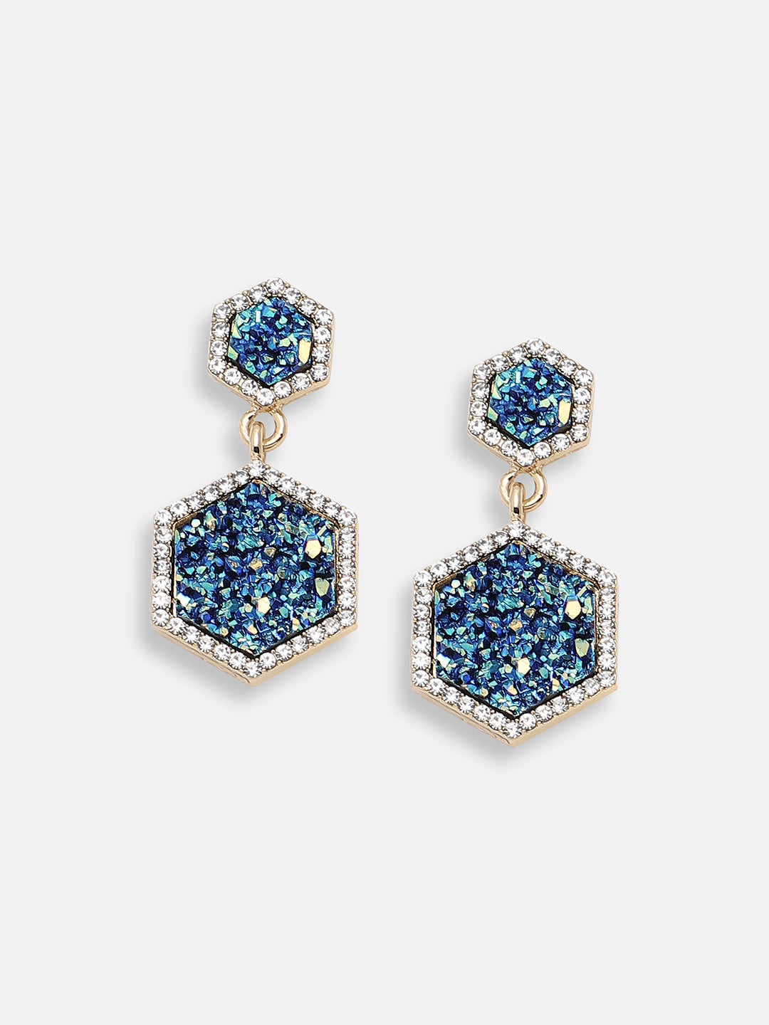 GOLD PLATED PARTY DESIGNER STONE DROP EARRING FOR WOMEN