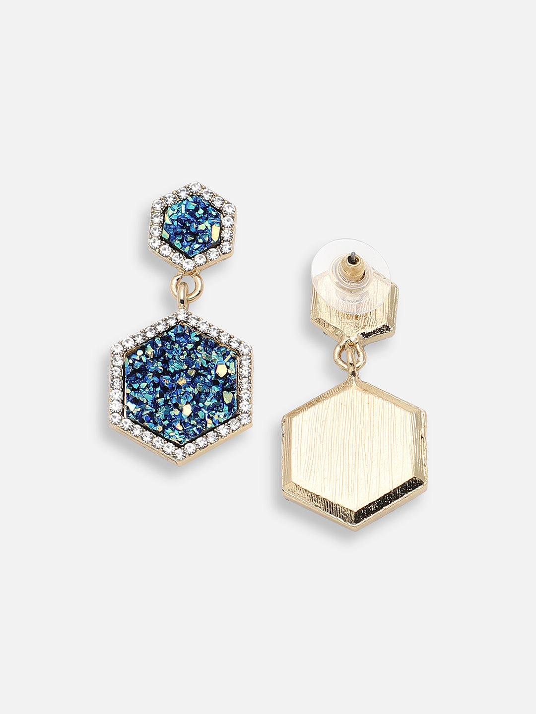 GOLD PLATED PARTY DESIGNER STONE DROP EARRING FOR WOMEN
