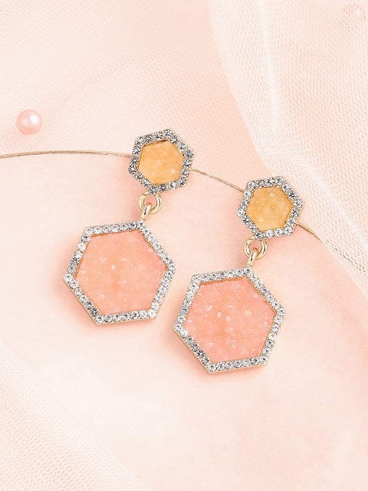 GOLD PLATED PARTY DESIGNER STONE DROP EARRING FOR WOMEN