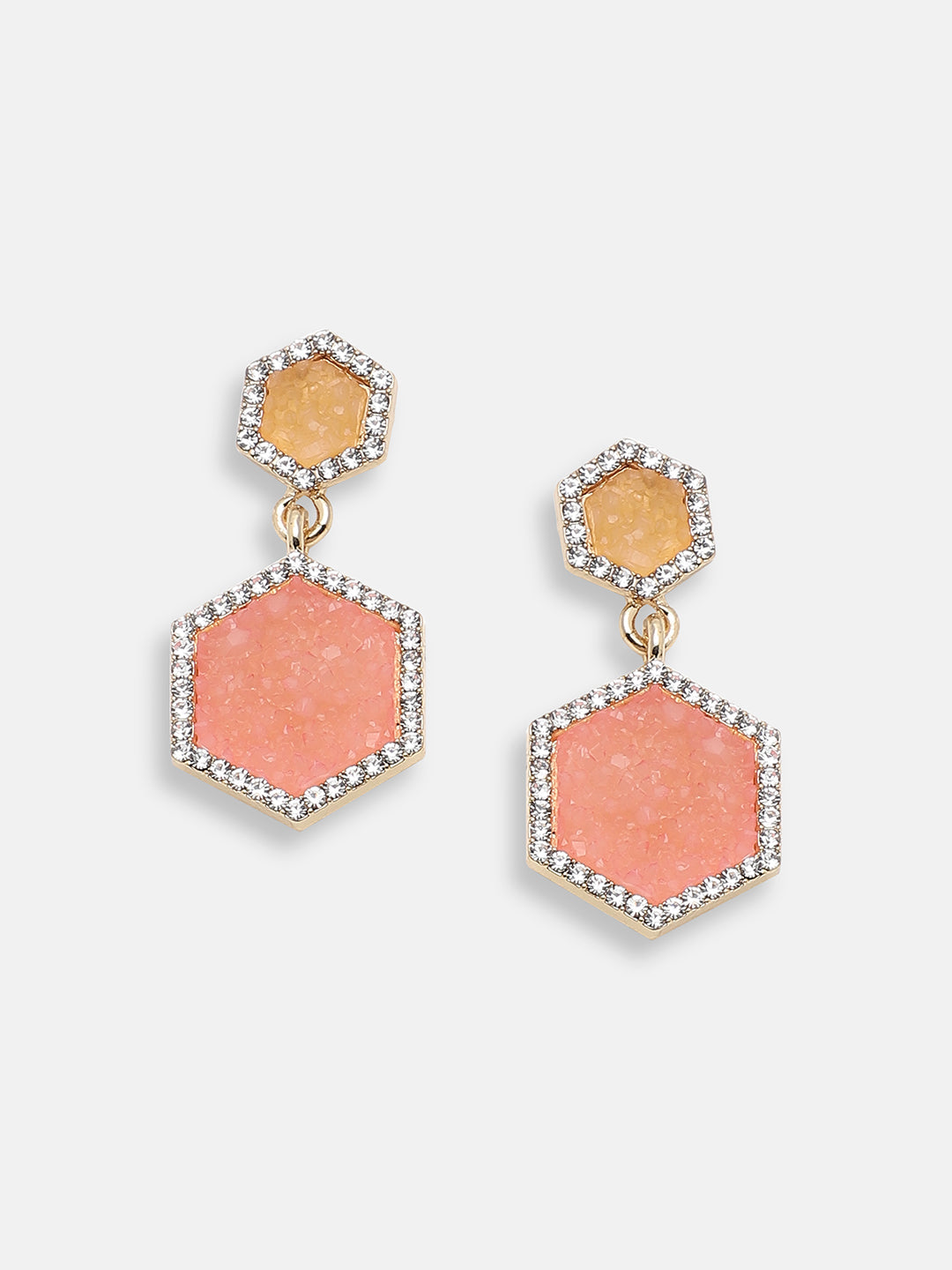 GOLD PLATED PARTY DESIGNER STONE DROP EARRING FOR WOMEN