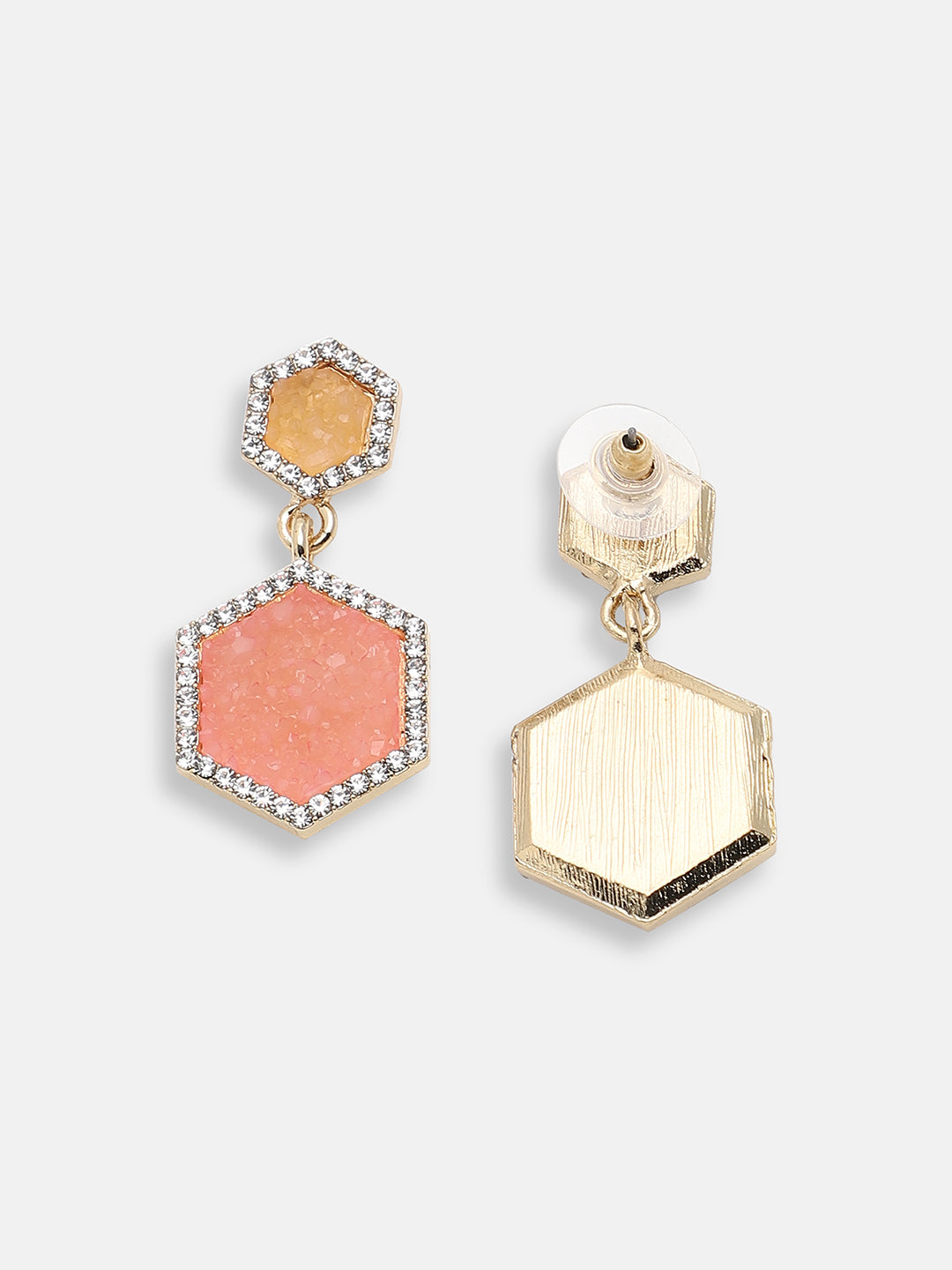 GOLD PLATED PARTY DESIGNER STONE DROP EARRING FOR WOMEN