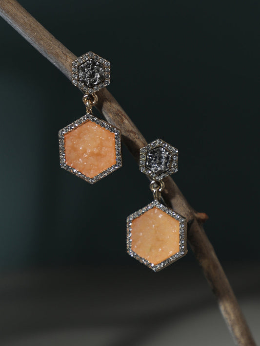 GOLD PLATED PARTY DESIGNER STONE DROP EARRING FOR WOMEN