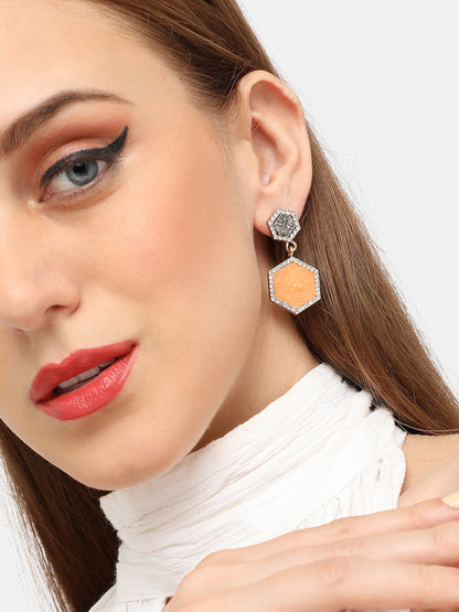 GOLD PLATED PARTY DESIGNER STONE DROP EARRING FOR WOMEN
