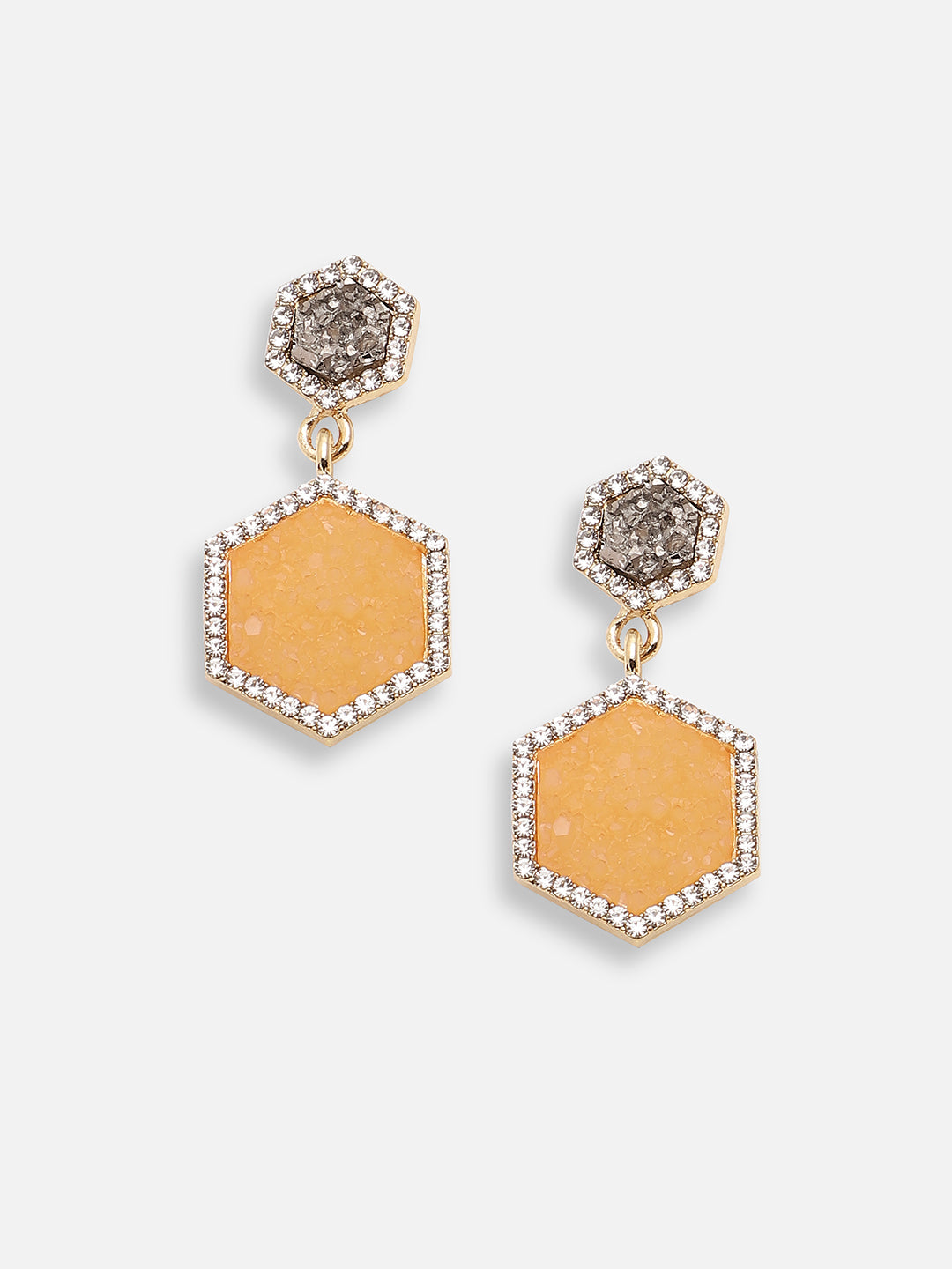 GOLD PLATED PARTY DESIGNER STONE DROP EARRING FOR WOMEN