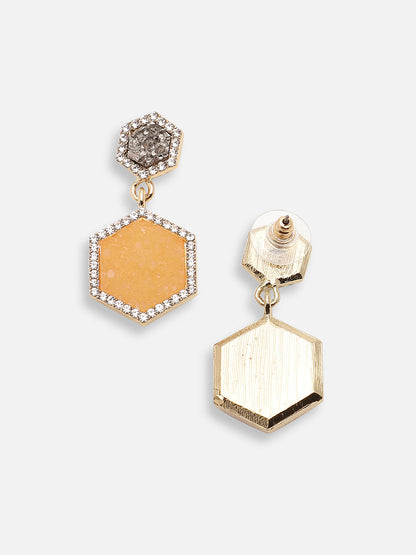 GOLD PLATED PARTY DESIGNER STONE DROP EARRING FOR WOMEN