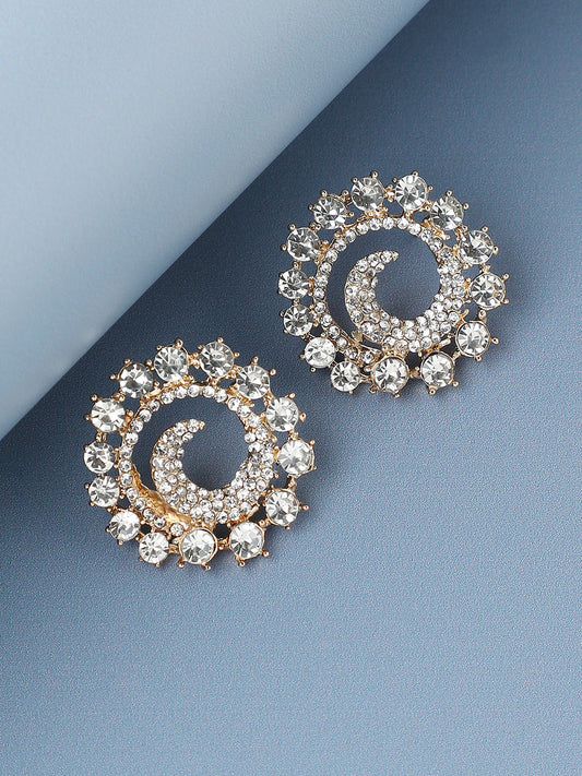 GOLD PLATED PARTY DESIGNER STONE STUD FOR WOMEN
