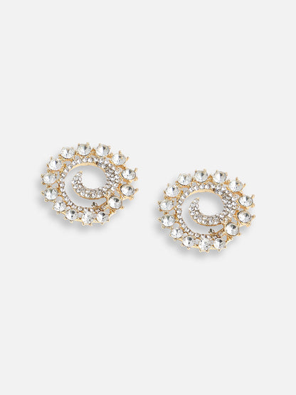 GOLD PLATED PARTY DESIGNER STONE STUD FOR WOMEN