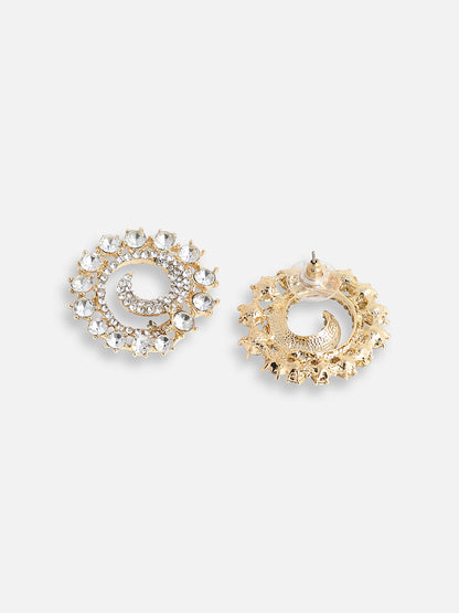 GOLD PLATED PARTY DESIGNER STONE STUD FOR WOMEN
