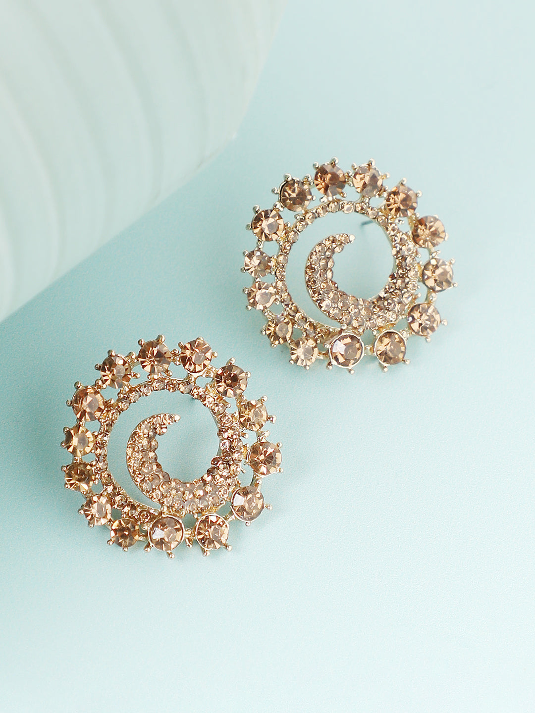 GOLD PLATED PARTY DESIGNER STONE STUD FOR WOMEN