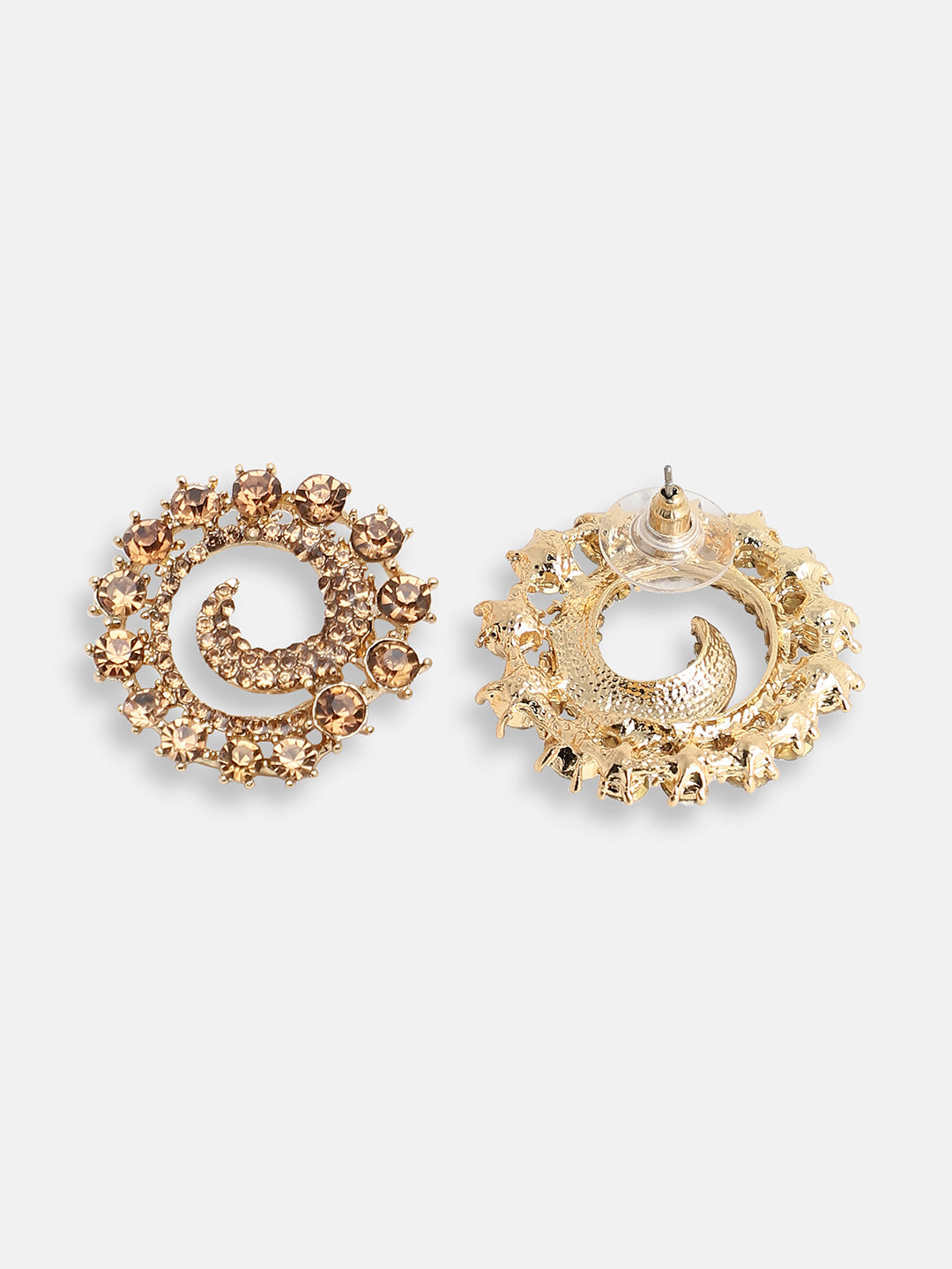 GOLD PLATED PARTY DESIGNER STONE STUD FOR WOMEN