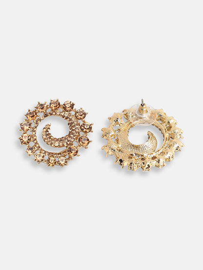 GOLD PLATED PARTY DESIGNER STONE STUD FOR WOMEN