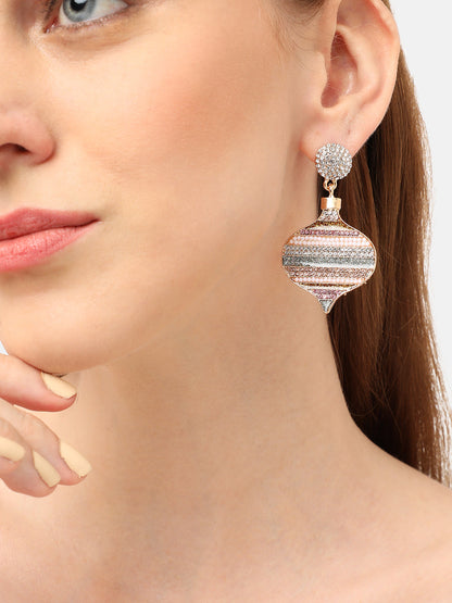 GOLD PLATED PARTY DESIGNER STONE DROP EARRING FOR WOMEN