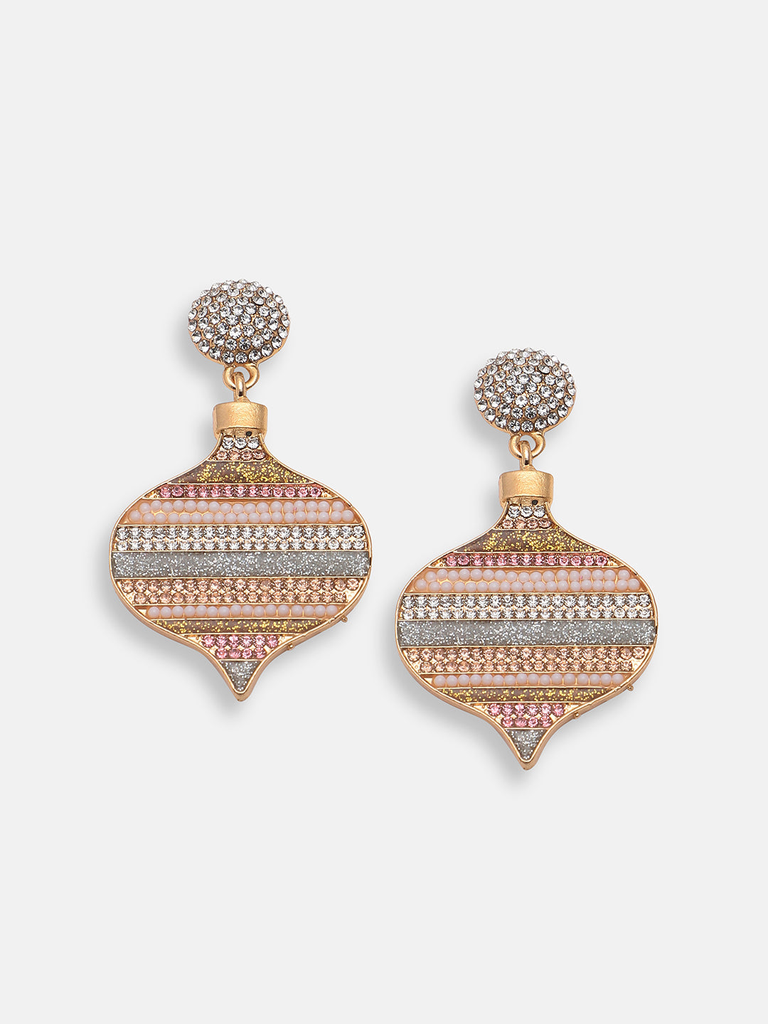 GOLD PLATED PARTY DESIGNER STONE DROP EARRING FOR WOMEN