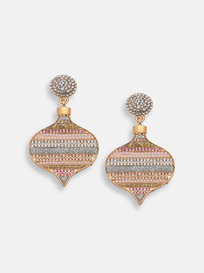GOLD PLATED PARTY DESIGNER STONE DROP EARRING FOR WOMEN