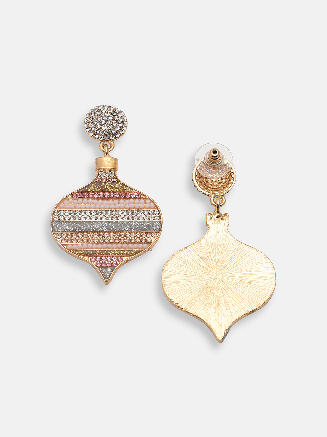 GOLD PLATED PARTY DESIGNER STONE DROP EARRING FOR WOMEN