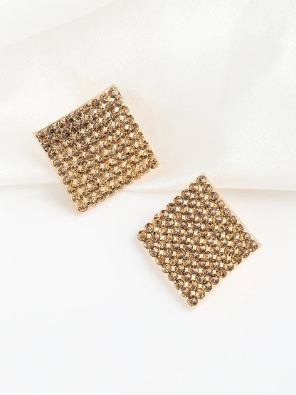 GOLD PLATED PARTY DESIGNER STONE STUD FOR WOMEN