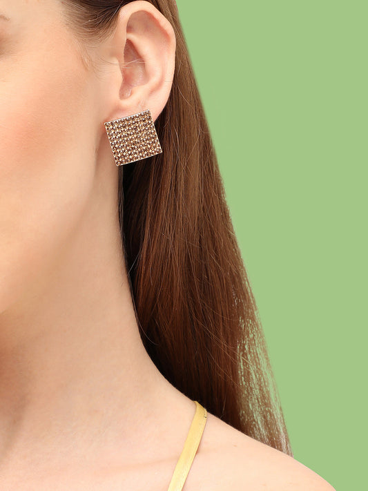 GOLD PLATED PARTY DESIGNER STONE STUD FOR WOMEN