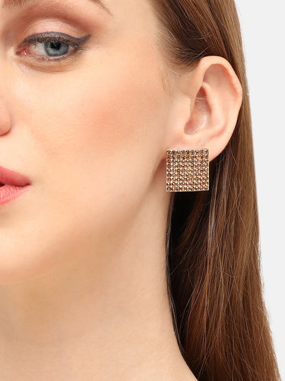 GOLD PLATED PARTY DESIGNER STONE STUD FOR WOMEN