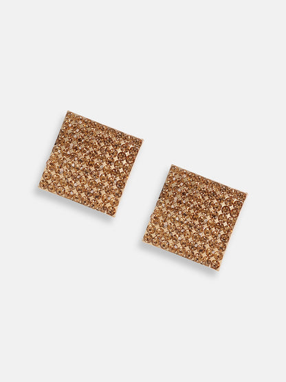 GOLD PLATED PARTY DESIGNER STONE STUD FOR WOMEN
