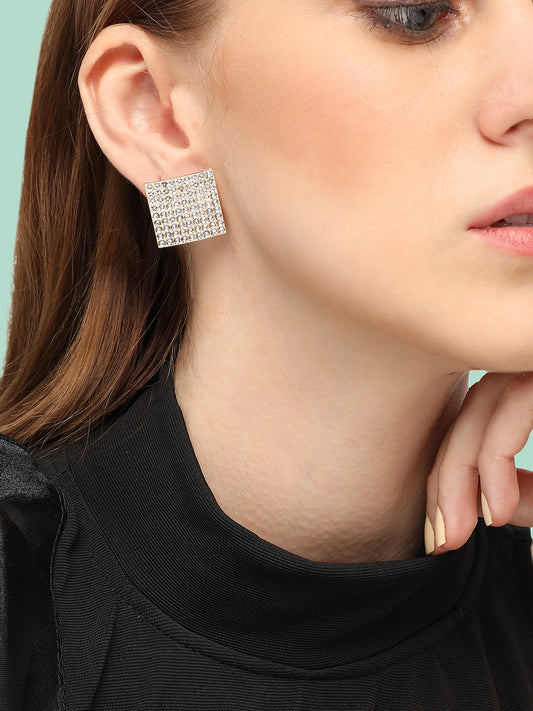 GOLD PLATED PARTY DESIGNER STONE STUD FOR WOMEN