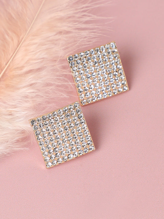 GOLD PLATED PARTY DESIGNER STONE STUD FOR WOMEN
