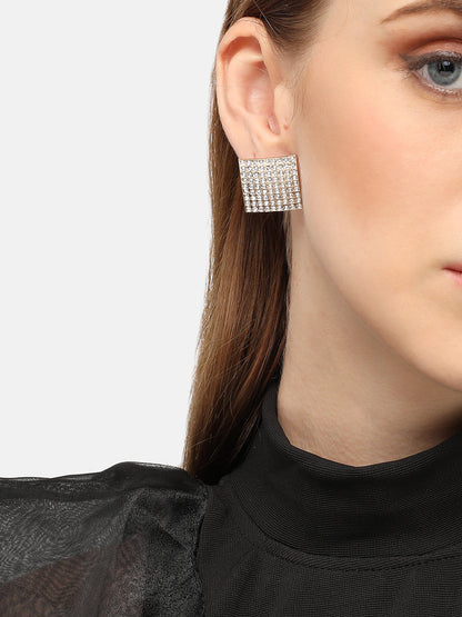 GOLD PLATED PARTY DESIGNER STONE STUD FOR WOMEN
