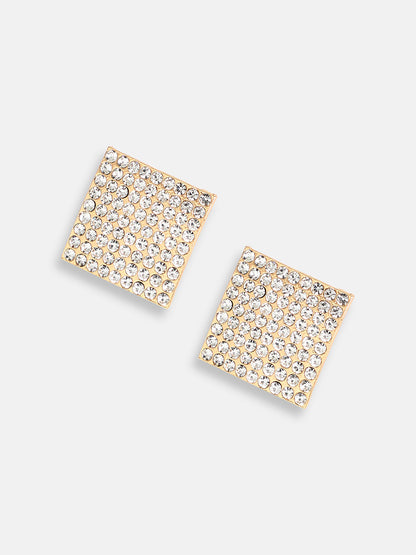 GOLD PLATED PARTY DESIGNER STONE STUD FOR WOMEN