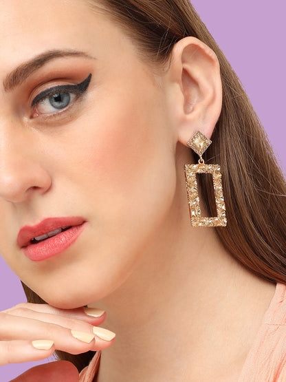 GOLD PLATED PARTY DESIGNER STONE DROP EARRING FOR WOMEN