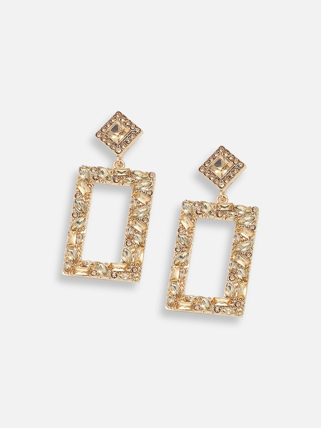 GOLD PLATED PARTY DESIGNER STONE DROP EARRING FOR WOMEN
