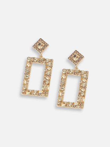GOLD PLATED PARTY DESIGNER STONE DROP EARRING FOR WOMEN