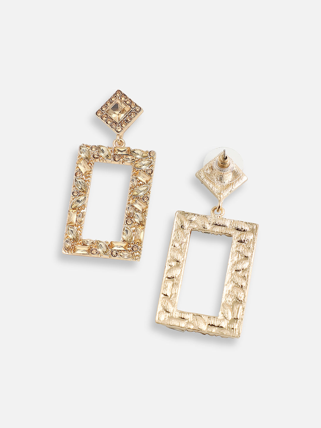 GOLD PLATED PARTY DESIGNER STONE DROP EARRING FOR WOMEN