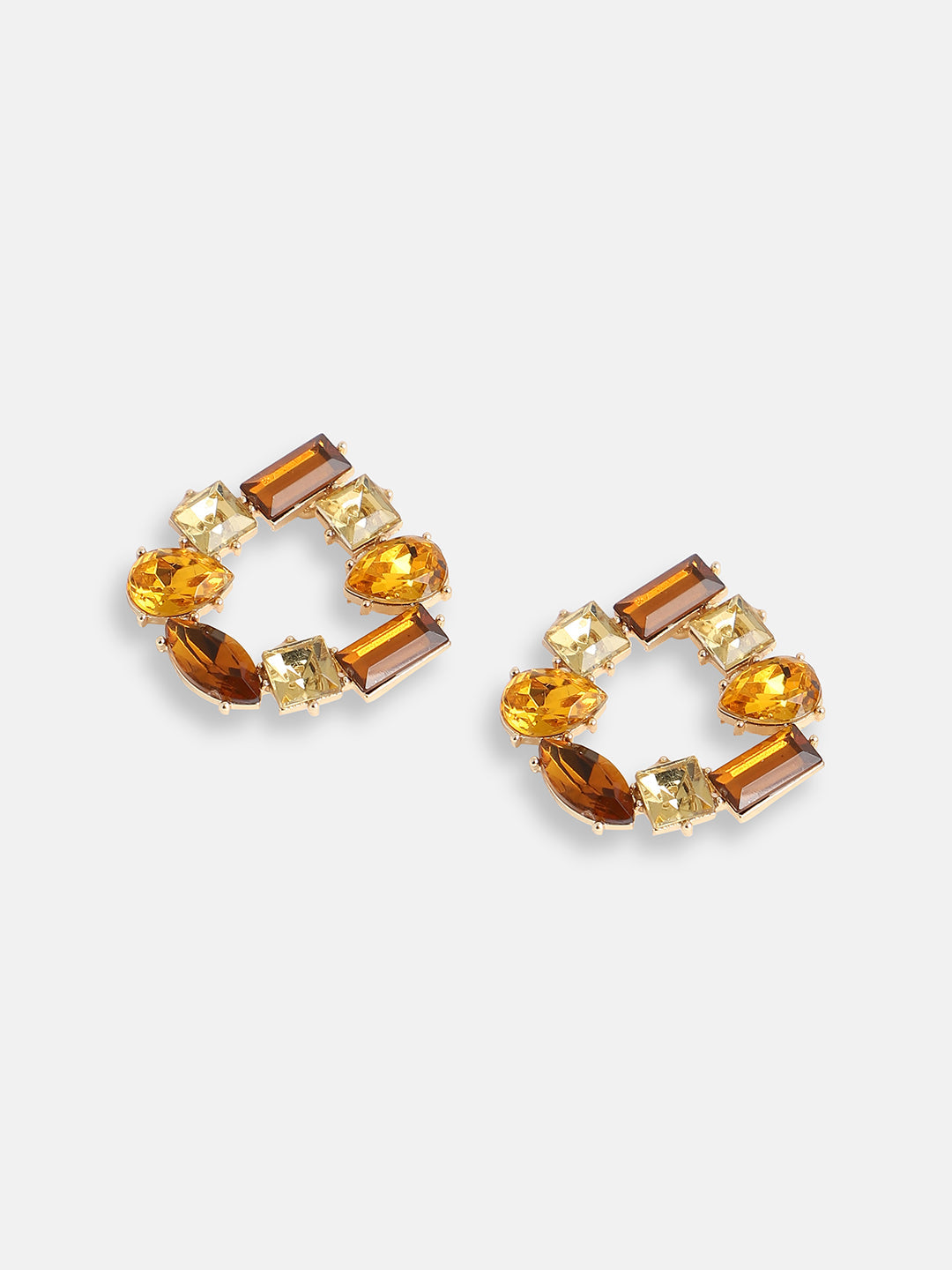 GOLD PLATED PARTY DESIGNER STONE STUD FOR WOMEN