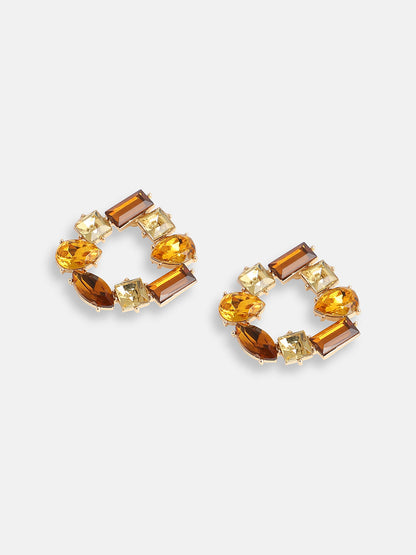 GOLD PLATED PARTY DESIGNER STONE STUD FOR WOMEN