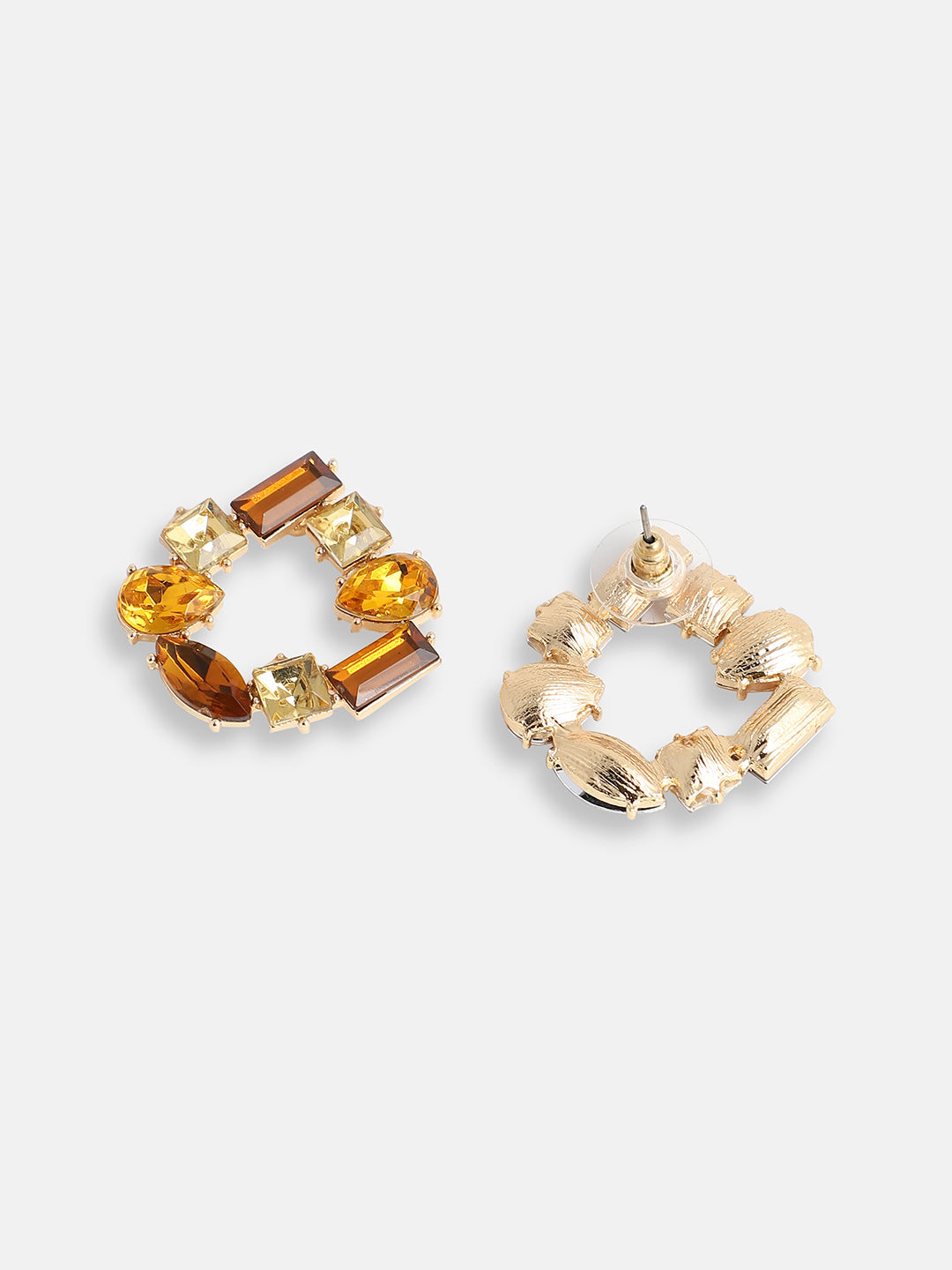 GOLD PLATED PARTY DESIGNER STONE STUD FOR WOMEN
