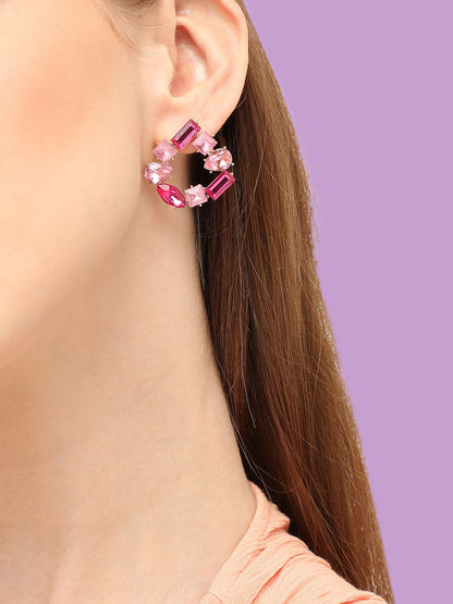 GOLD PLATED PARTY DESIGNER STONE STUD FOR WOMEN