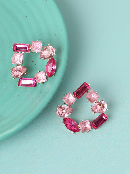 GOLD PLATED PARTY DESIGNER STONE STUD FOR WOMEN