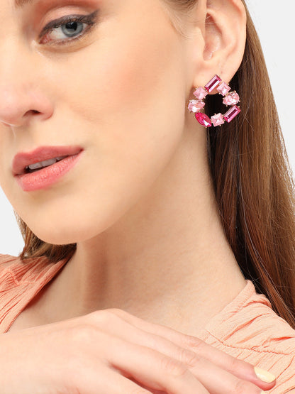 GOLD PLATED PARTY DESIGNER STONE STUD FOR WOMEN