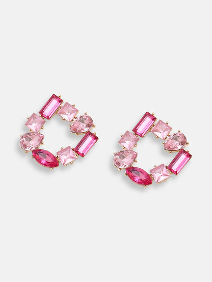 GOLD PLATED PARTY DESIGNER STONE STUD FOR WOMEN
