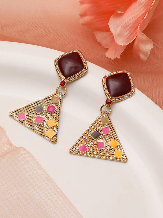 GOLD PLATED PARTY DESIGNER STONE DROP EARRING FOR WOMEN