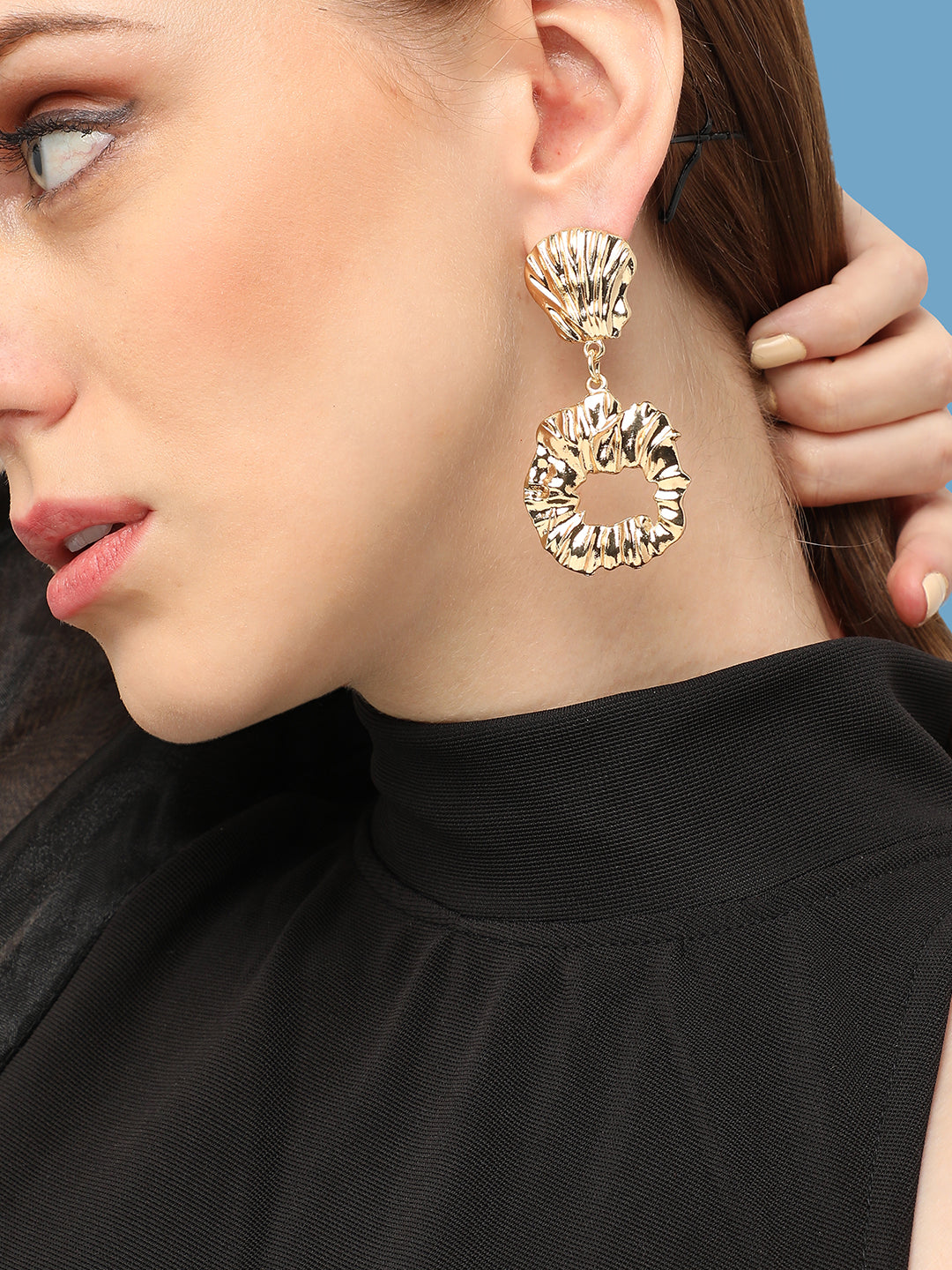 GOLD PLATED PARTY DESIGNER DROP EARRING FOR WOMEN