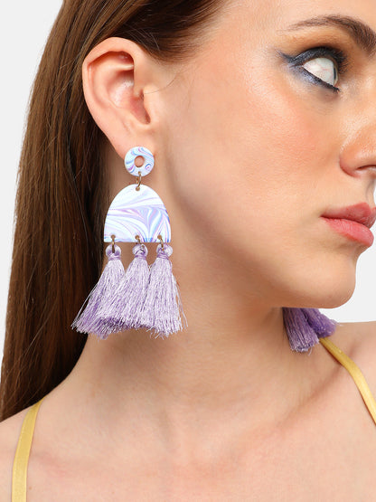 GOLD PLATED PARTY DESIGNER STONE DROP EARRING FOR WOMEN