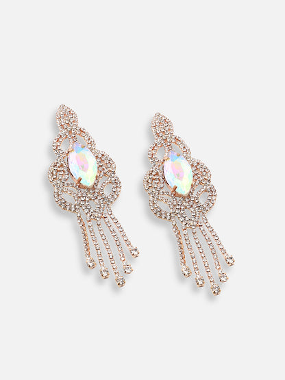 GOLD PLATED PARTY DESIGNER STONE DROP EARRING FOR WOMEN