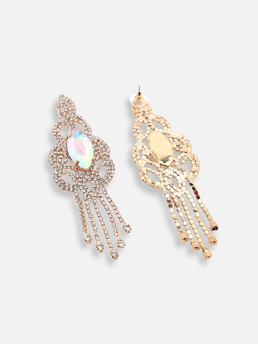 GOLD PLATED PARTY DESIGNER STONE DROP EARRING FOR WOMEN