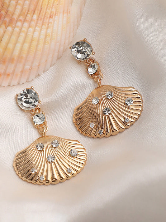 GOLD PLATED PARTY DESIGNER STONE DROP EARRING FOR WOMEN