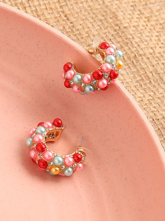 GOLD PLATED PARTY DESIGNER STONE DROP EARRING FOR WOMEN